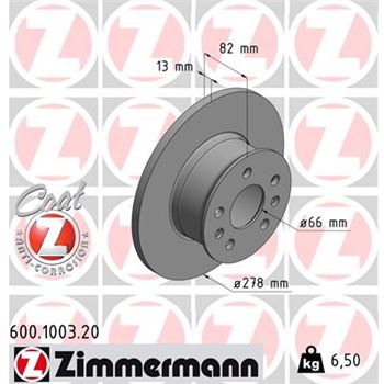 discos de freno coche - Disco de freno eje delantero (Gama COAT Z) ZIMMERMANN 600100320
