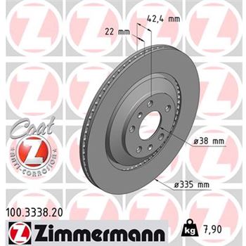 discos de freno coche - Disco de freno eje trasero (Gama COAT Z) ZIMMERMANN 100333820