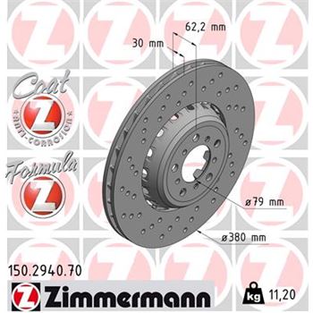 discos de freno coche - Disco de freno eje delantero, izquierda (Gama FORMULA Z) ZIMMERMANN 150294070