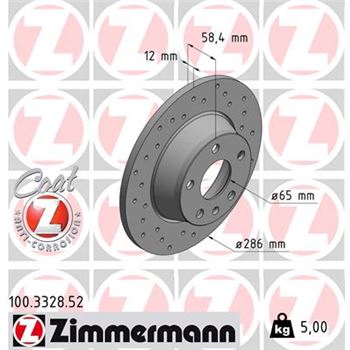 discos de freno coche - Disco de freno eje trasero (Gama SPORT COAT Z) ZIMMERMANN 100332852