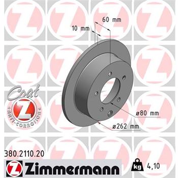 discos de freno coche - Disco de freno eje trasero (Gama COAT Z) ZIMMERMANN 380211020