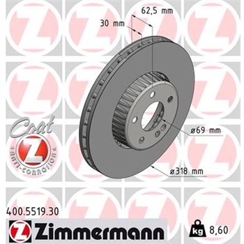discos de freno coche - Disco de freno eje delantero (Gama FORMULA S) ZIMMERMANN 400551930