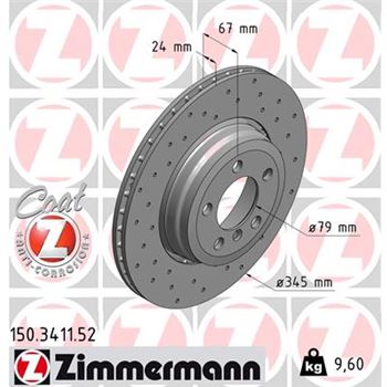 discos de freno coche - Disco de freno eje trasero (Gama SPORT COAT Z) ZIMMERMANN 150341152