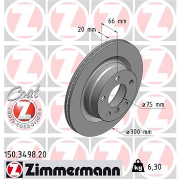 discos de freno coche - Disco de freno eje trasero (Gama COAT Z) ZIMMERMANN 150349820