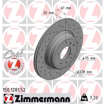 discos de freno coche - Disco de freno eje trasero (Gama SPORT COAT Z) ZIMMERMANN 150128152