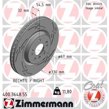 discos de freno coche - Disco de freno eje delantero, derecha (Gama BLACK Z) ZIMMERMANN 400364855