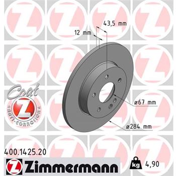 discos de freno coche - Disco de freno eje delantero (Gama COAT Z) ZIMMERMANN 400142520