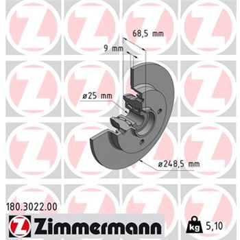 discos de freno coche - Disco de freno eje trasero (Gama COAT Z) ZIMMERMANN 180302200