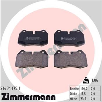 pastillas de freno coche - Juego de pastillas de freno ZIMMERMANN 214711751