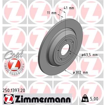 discos de freno coche - Disco de freno eje trasero (Gama COAT Z) ZIMMERMANN 250139720