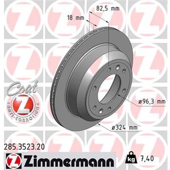discos de freno coche - Disco de freno eje trasero (Gama COAT Z) ZIMMERMANN 285352320