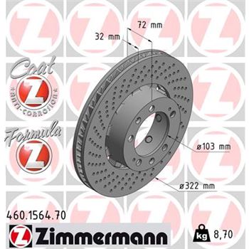 discos de freno coche - Disco de freno eje delantero, izquierda (Gama FORMULA Z) ZIMMERMANN 460156470