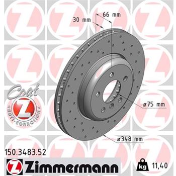 discos de freno coche - Disco de freno eje delantero (Gama SPORT COAT Z) ZIMMERMANN 150348352