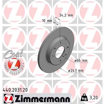 discos de freno coche - Disco de freno eje delantero (Gama COAT Z) ZIMMERMANN 440203120