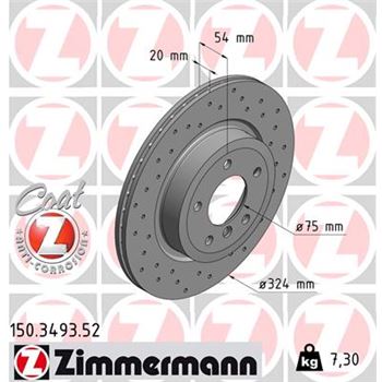 discos de freno coche - Disco de freno eje trasero (Gama SPORT COAT Z) ZIMMERMANN 150349352