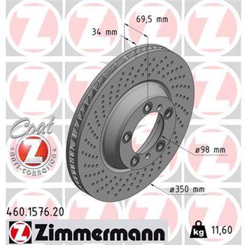discos de freno coche - Disco de freno eje delantero, izquierda (Gama COAT Z) ZIMMERMANN 460157620