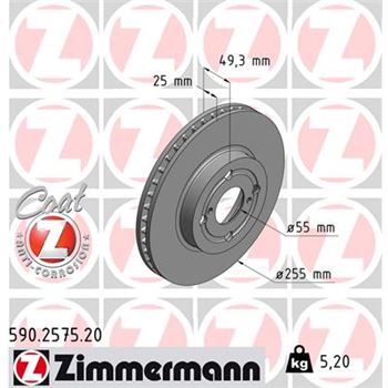 discos de freno coche - Disco de freno eje delantero (Gama COAT Z) ZIMMERMANN 590257520