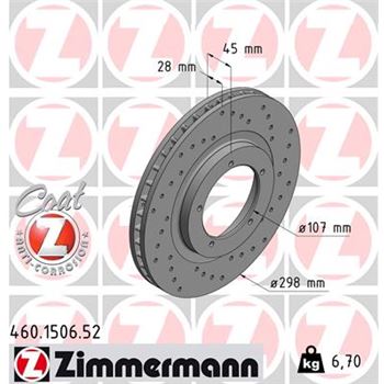 discos de freno coche - Disco de freno eje delantero (Gama SPORT COAT Z) ZIMMERMANN 460150652