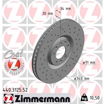 discos de freno coche - Disco de freno eje delantero (Gama SPORT COAT Z) ZIMMERMANN 440312552