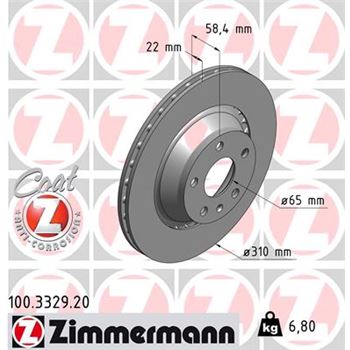 discos de freno coche - Disco de freno eje trasero (Gama COAT Z) ZIMMERMANN 100332920