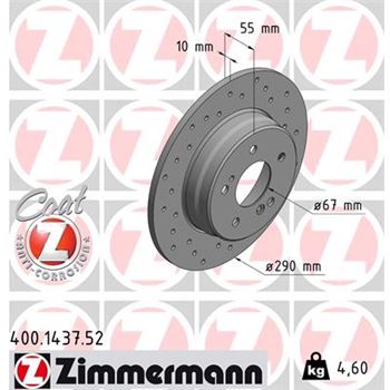 discos de freno coche - Disco de freno eje trasero (Gama SPORT COAT Z) ZIMMERMANN 400143752