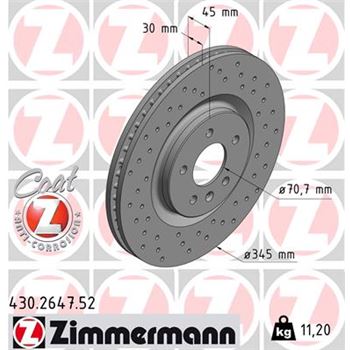 discos de freno coche - Disco de freno eje delantero (Gama SPORT COAT Z) ZIMMERMANN 430264752