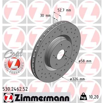 discos de freno coche - Disco de freno eje delantero (Gama SPORT COAT Z) ZIMMERMANN 530246252