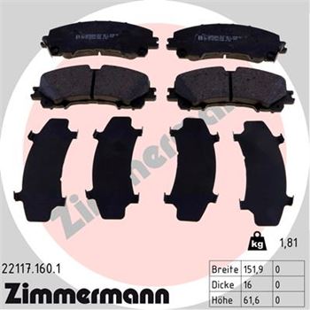 pastillas de freno coche - Juego de pastillas de freno ZIMMERMANN 221171601