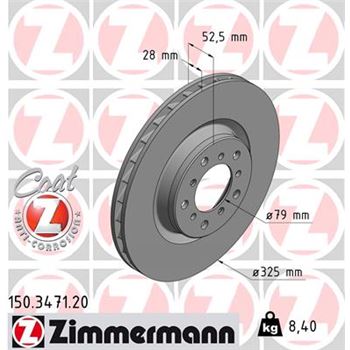 discos de freno coche - Disco de freno eje delantero, derecha (Gama COAT Z) ZIMMERMANN 150347120