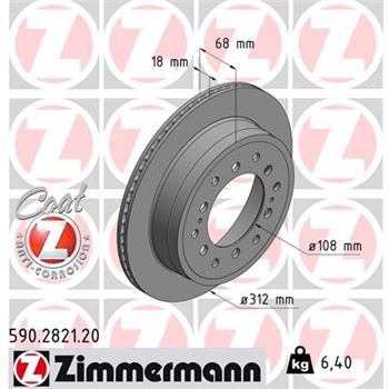discos de freno coche - Disco de freno eje trasero (Gama COAT Z) ZIMMERMANN 590282120