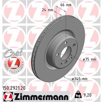 discos de freno coche - Disco de freno eje trasero (Gama COAT Z) ZIMMERMANN 150292120