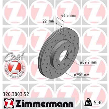 discos de freno coche - Disco de freno eje delantero (Gama SPORT COAT Z) ZIMMERMANN 320380352