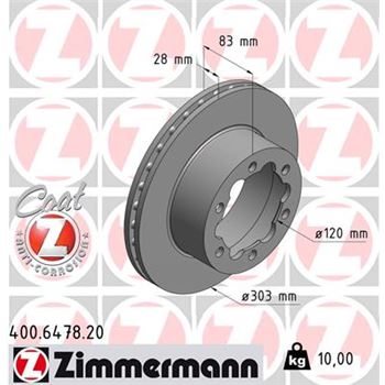 discos de freno coche - Disco de freno eje trasero (Gama COAT Z) ZIMMERMANN 400647820