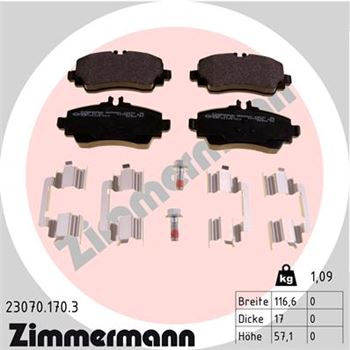 pastillas de freno coche - Juego de pastillas de freno ZIMMERMANN 230701703