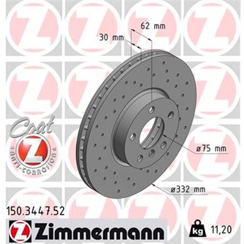 discos de freno coche - Disco de freno eje delantero (Gama SPORT COAT Z) ZIMMERMANN 150344752