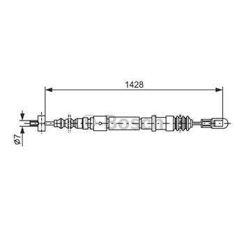 palancas cables frenado - Cable de accionamiento, freno de estacionamiento BOSCH 1987477353