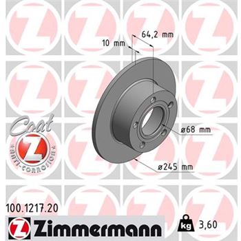 discos de freno coche - Disco de freno eje trasero (Gama COAT Z) ZIMMERMANN 100121720
