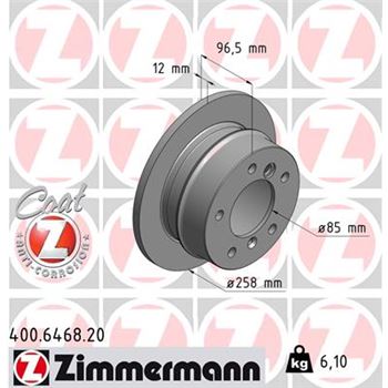 discos de freno coche - Disco de freno eje trasero (Gama COAT Z) ZIMMERMANN 400646820