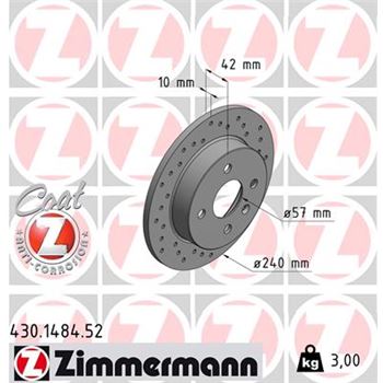 discos de freno coche - Disco de freno eje trasero (Gama SPORT COAT Z) ZIMMERMANN 430148452
