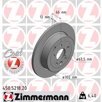 discos de freno coche - Disco de freno eje trasero (Gama COAT Z) ZIMMERMANN 450521820