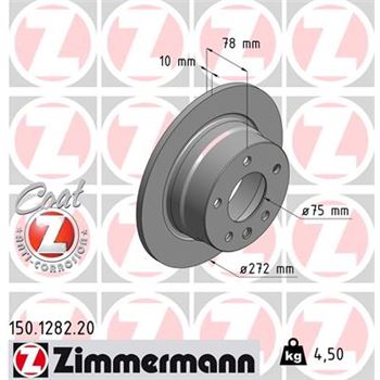 discos de freno coche - Disco de freno eje trasero (Gama COAT Z) ZIMMERMANN 150128220