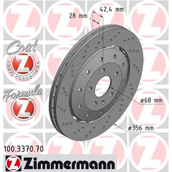 discos de freno coche - Disco de freno eje trasero (Gama FORMULA Z) ZIMMERMANN 100337070