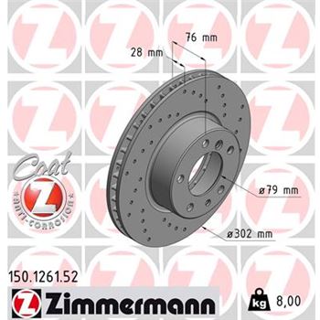 discos de freno coche - Disco de freno eje delantero (Gama SPORT COAT Z) ZIMMERMANN 150126152