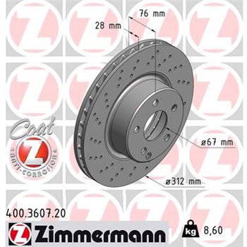 discos de freno coche - Disco de freno eje delantero (Gama COAT Z) ZIMMERMANN 400360720