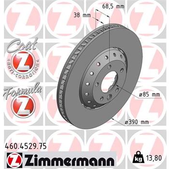 discos de freno coche - Disco de freno eje delantero, derecha (Gama FORMULA Z) ZIMMERMANN 460452975