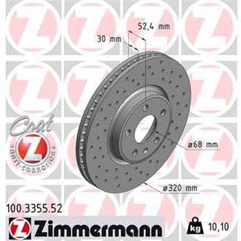 discos de freno coche - Disco de freno eje delantero (Gama SPORT COAT Z) ZIMMERMANN 100335552