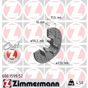 discos de freno coche - Disco de freno eje trasero (Gama SPORT COAT Z) ZIMMERMANN 600159952