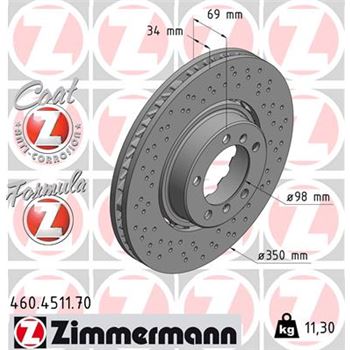 discos de freno coche - Disco de freno eje delantero (Gama FORMULA Z) ZIMMERMANN 460451170