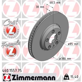 discos de freno coche - Disco de freno eje delantero, izquierda (Gama FORMULA Z) ZIMMERMANN 460155775