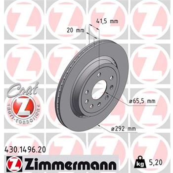 discos de freno coche - Disco de freno eje trasero (Gama COAT Z) ZIMMERMANN 430149620